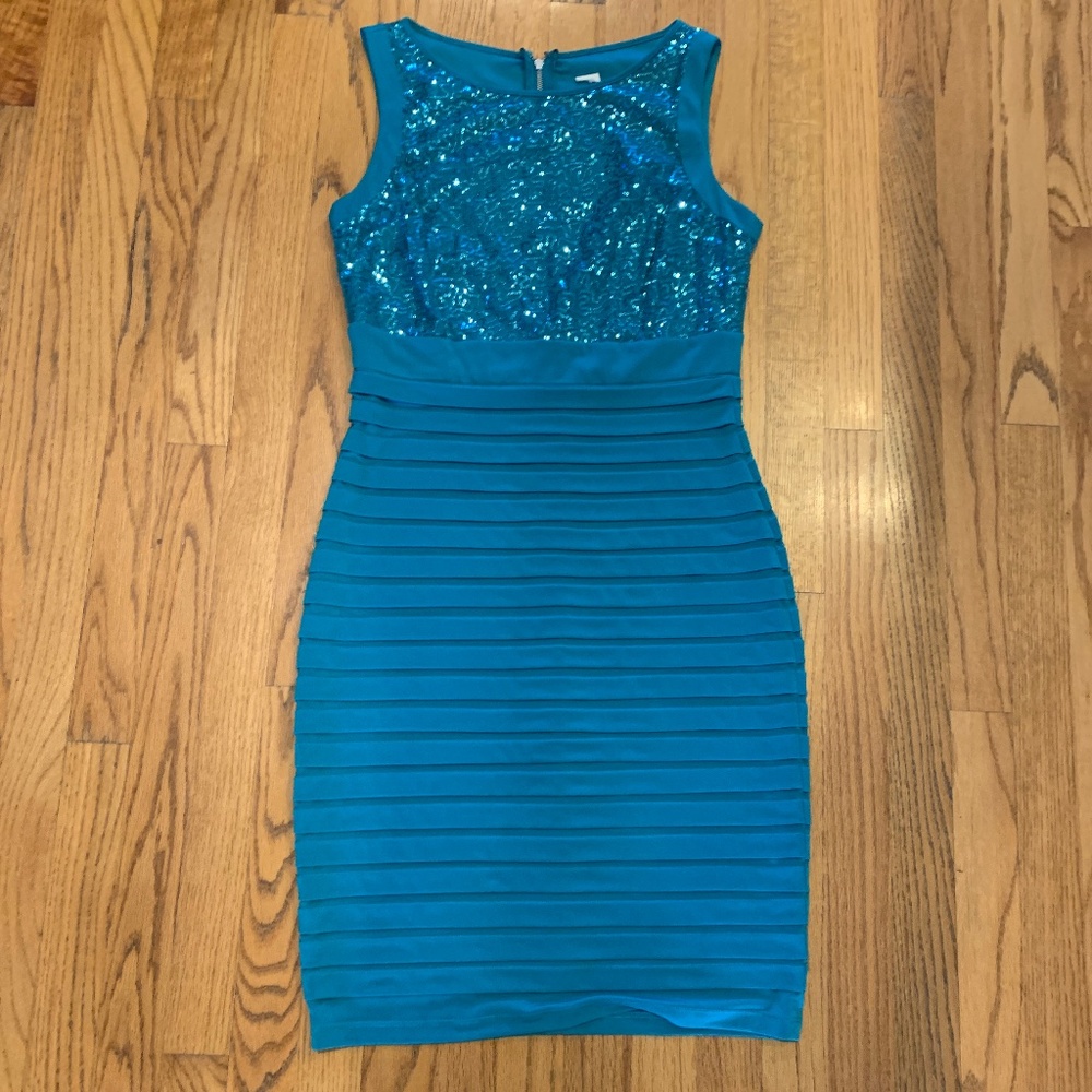 Teal sequin dress